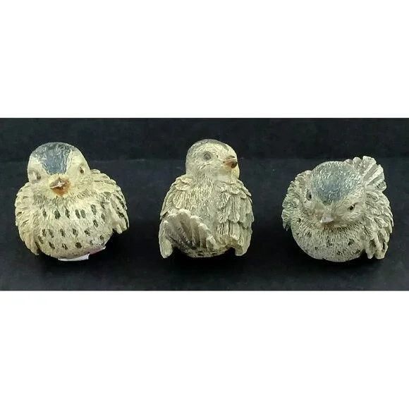 3 Mini Birds Figurine Cute Window Shelf Decoration Resin - Picture 2 of 12